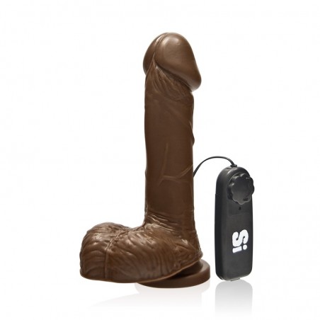 SI IGNITE Vibrating Cock with Balls and Suction, Vinyl, Brown,18 cm (7 in) - TOYS